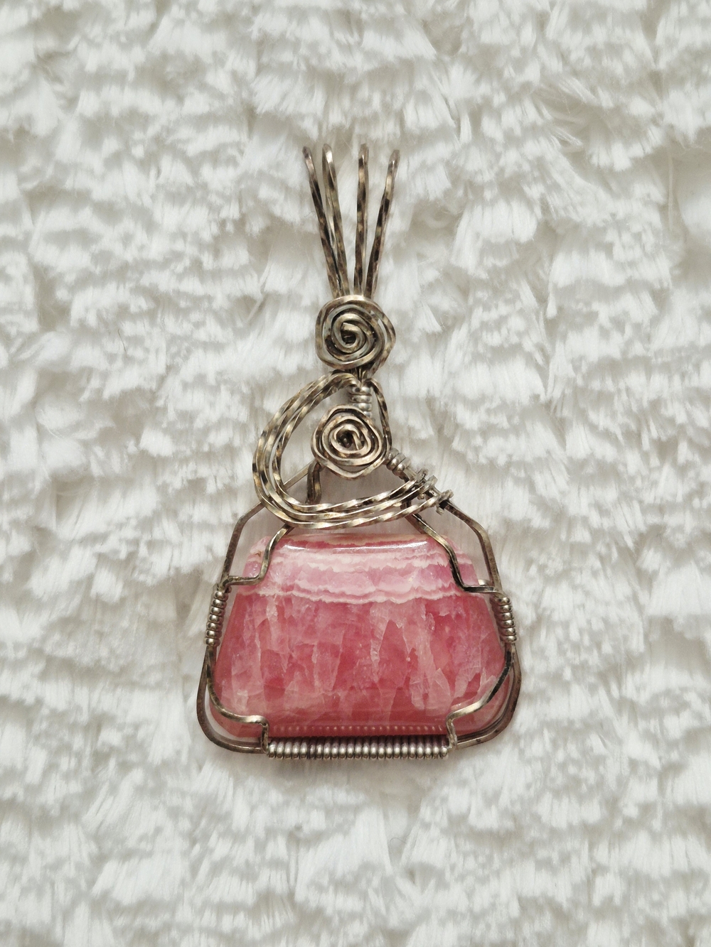 Vintage Handcrafted Rhodochrosite Gemstone Pendant